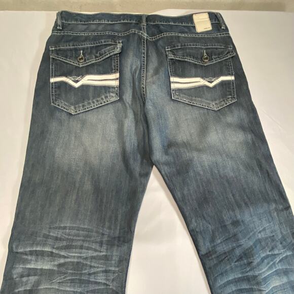 Helix Jeans 36x32 Mens Slim Boot Cut Blue Denim Pants Measures 40x34 Flap Pocket - Picture 8 of 13